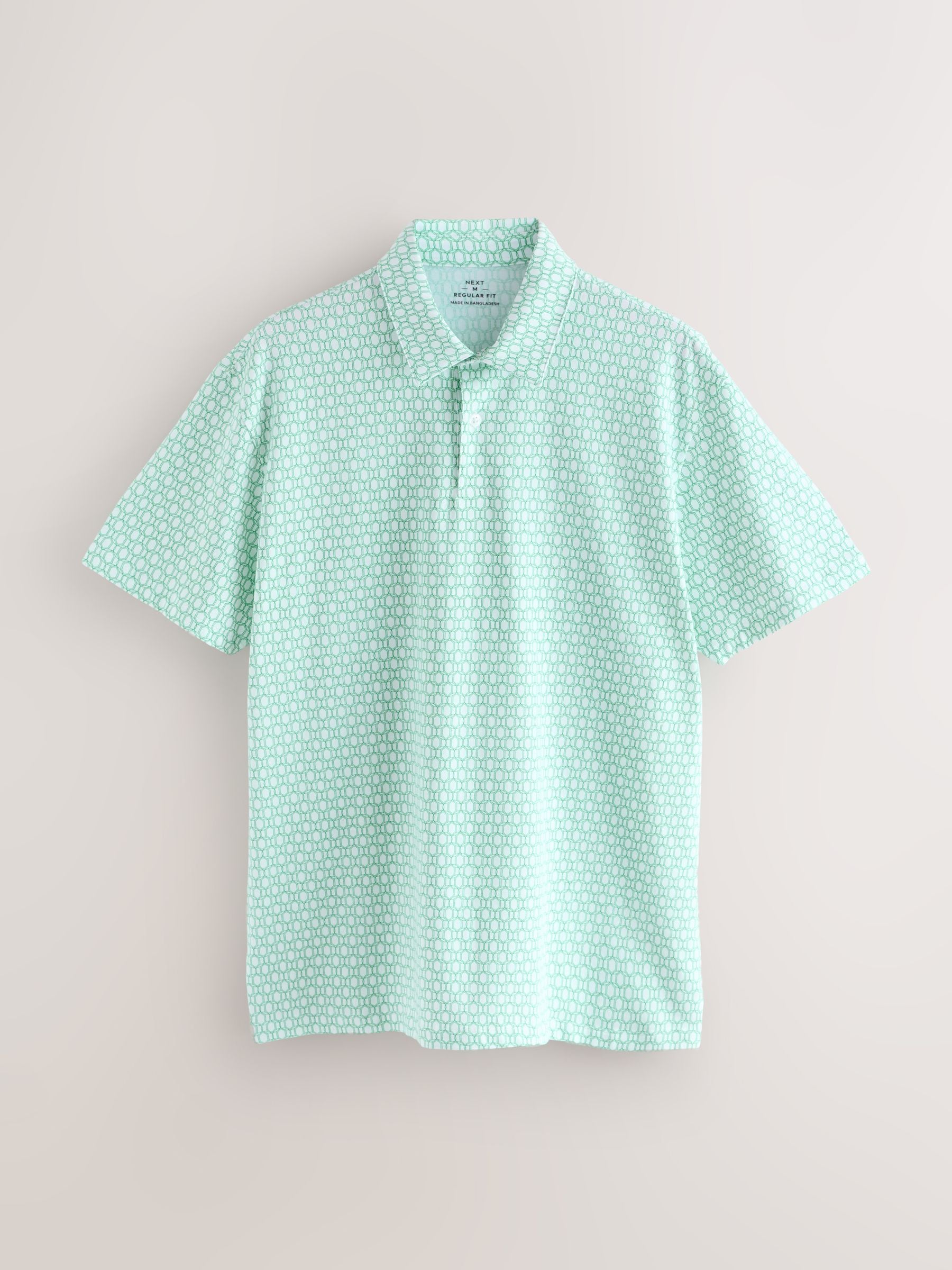 Buy Navy/Mint/Pink Geo Printed Motionflex Short Sleeve Jersey Polo