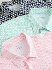 Green/Pink/Navy Geos Regular Fit Short Sleeve Jersey Polo Shirts 3 Pack - Image 6 of 8