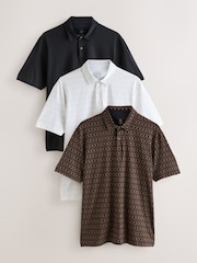 Black/Gold/White - Ajuste regular - Pacote 3 de camisas polo de manga curta - Imagem 1 de 12