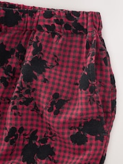 أحمر - Flocked Gingham Wide Leg Trousers - صورة 2 من 3