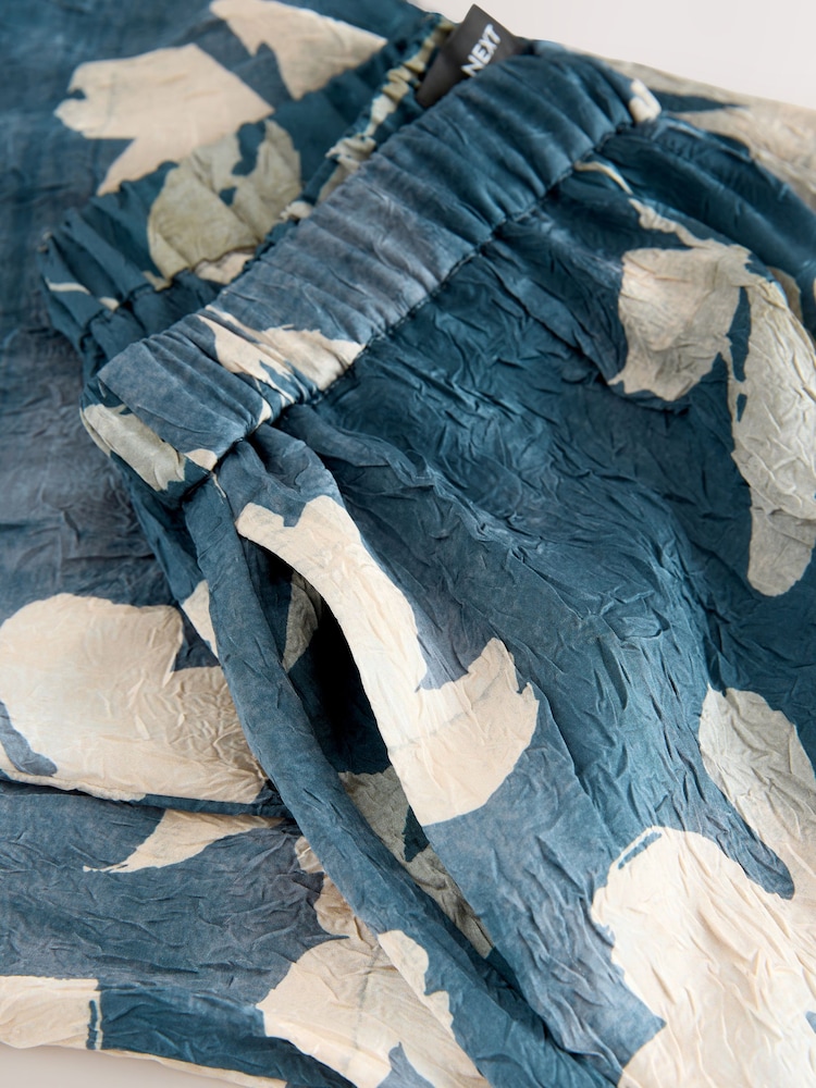 Blue Crinkle Satin Wide Leg Trousers - Image 3 of 3 Blue Crinkle Satin Wide Leg Trousers - Image 3 of 3