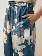 Blue Crinkle Satin Wide Leg Trousers - Image 5 of 8