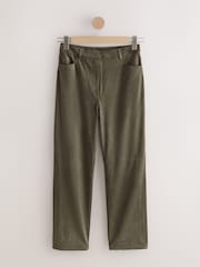Khaki Green Suedette Straight Leg Trousers - Image 1 of 3