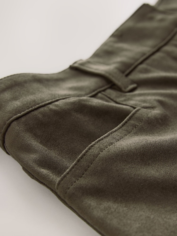 Khaki Green Suedette Straight Leg Trousers - Image 3 of 3