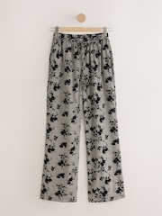أسود/أبيض - Flocked Gingham Wide Leg Trousers - صورة 1 من 3