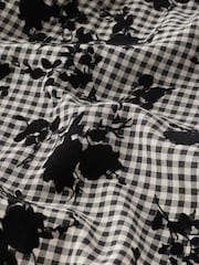Black/White Flocked Gingham Wide Leg Trousers - Image 8 of 8