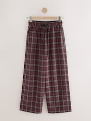 Burgundy Red Pull On Wide leg Check Trousers - Image 6 of 8
