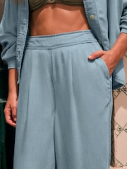 Bleach Denim Lightweight Denim Pull On Wide Leg Trousers - Image 4 of 4