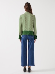LK Bennett Green Lize Treetop & Birch Viscose Diagonal Stripe Shirt - Image 2 of 4