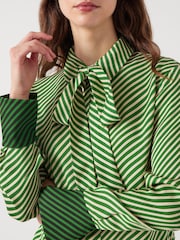 LK Bennett Green Lize Treetop & Birch Viscose Diagonal Stripe Shirt - Image 4 of 4