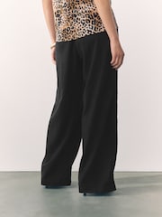 Black/White Tie Waist Wide Leg Linen Blend Trousers 2 Pack - Image 5 of 9