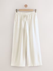 Black/White Tie Waist Wide Leg Linen Blend Trousers 2 Pack - Image 6 of 9