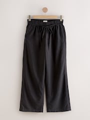 Black/White Tie Waist Wide Leg Linen Blend Trousers 2 Pack - Image 7 of 9
