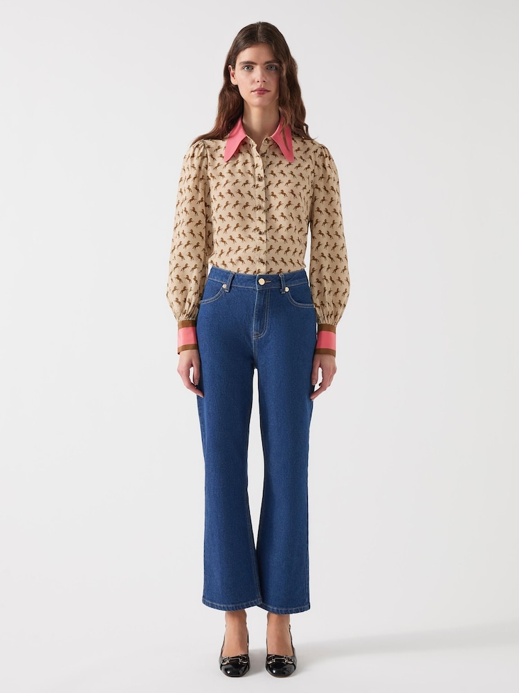 LK Bennett Yellow Sonya Multi Silk Horse Silouette Blouse - Image 1 of 3