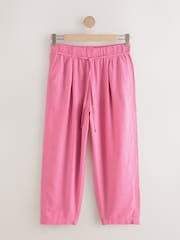 Black/Pink Tie Waist Barrel Leg Linen Blend Trousers 2 Pack - Image 6 of 10