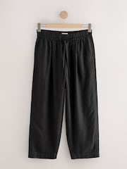 Black/Pink Tie Waist Barrel Leg Linen Blend Trousers 2 Pack - Image 7 of 10