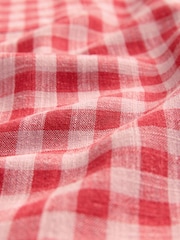 Pink/Red Gingham Pull On Wide Leg Trousers with Linen - Image 7 of 8