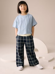 Navy Check Wide Leg Trousers (3-16yrs) - Image 1 of 4