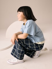 Navy Check Wide Leg Trousers (3-16yrs) - Image 4 of 4