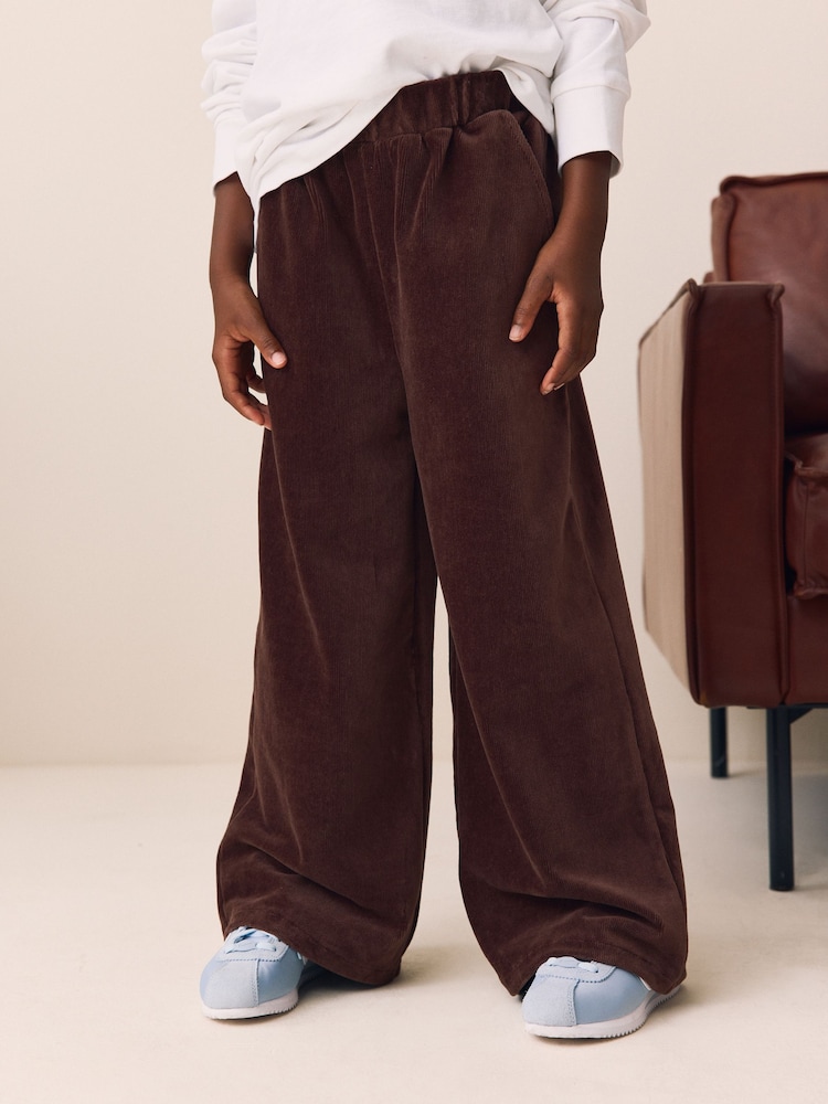 Chocolate Brown Cord Wide Leg Trousers (3-16yrs) - Image 1 of 8