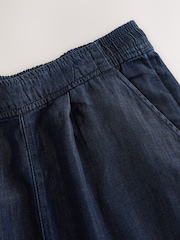 Dark Blue Lightweight Denim Pull On Wide Leg Trousers - Image 7 of 7