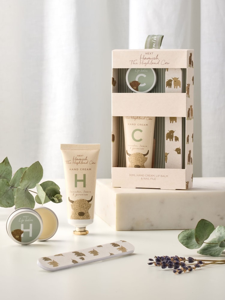 Hamish the Highland Cow Monogram Letter Hand & Lip Care Gift Set - Image 2 of 3
