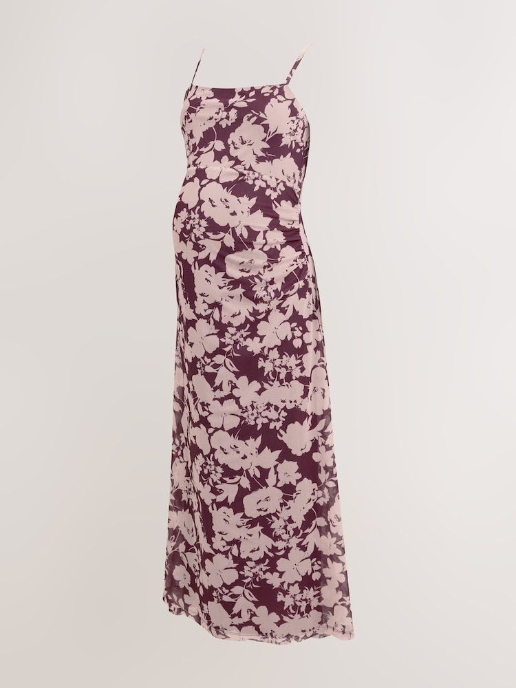floral print mesh cami dress Floral Print Ruched Mesh Cami Dress
