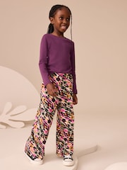 Pink/Green Abstract Animal Print 1 Pack Wide Leg Jersey Trousers (3-16yrs) - Image 1 of 9
