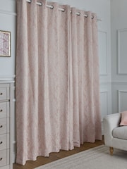 Pink Collection Luxe Damask Jacquard Eyelet Lined Curtains - Image 2 of 5
