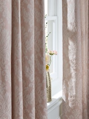 Pink Collection Luxe Damask Jacquard Eyelet Lined Curtains - Image 3 of 5