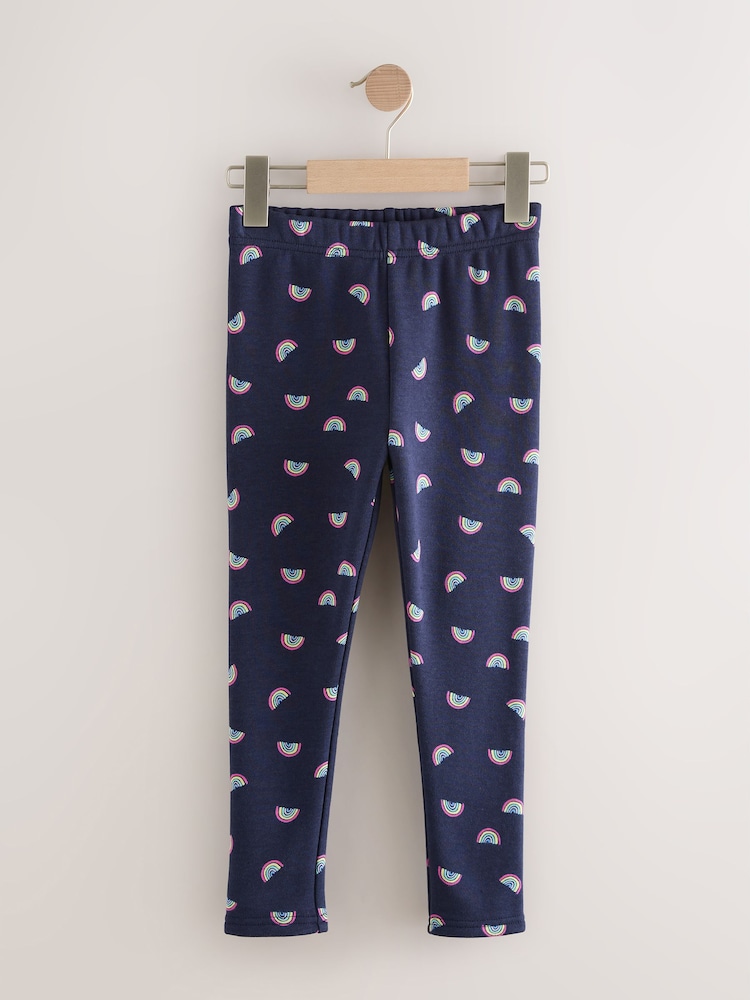 Navy Blue Rainbow Cosy Fleece Lined Leggings (3-16yrs) - Image 1 of 4 Navy Blue Rainbow Cosy Fleece Lined Leggings (3-16yrs) - Image 1 of 4