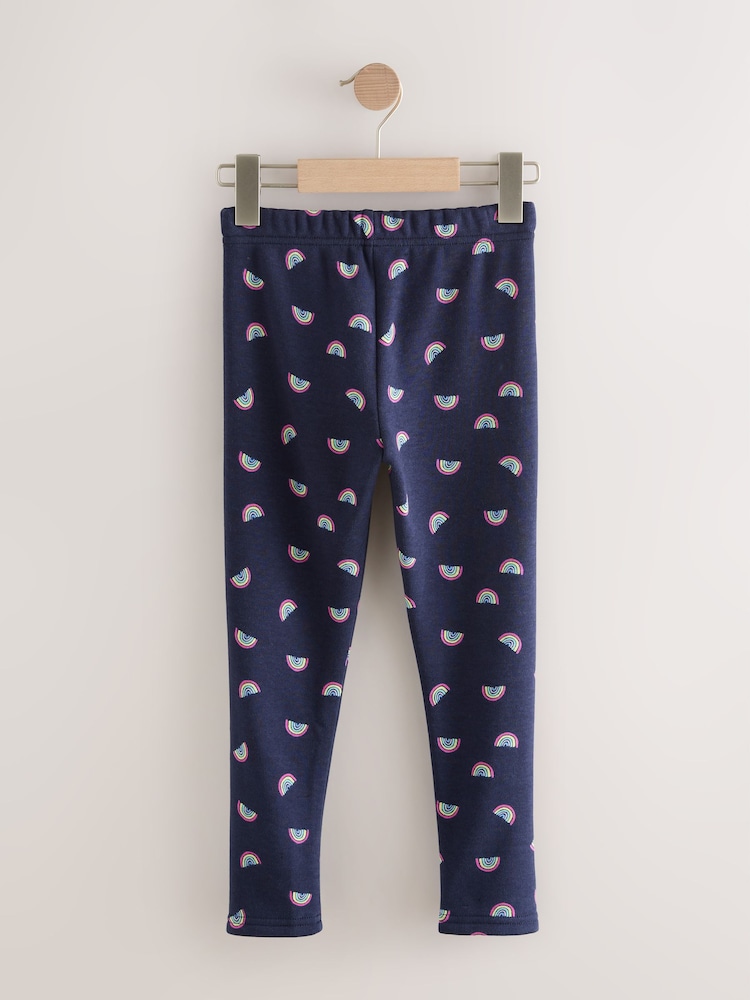 Navy Blue Rainbow Cosy Fleece Lined Leggings (3-16yrs) - Image 2 of 4 Navy Blue Rainbow Cosy Fleece Lined Leggings (3-16yrs) - Image 2 of 4
