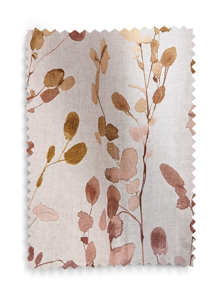 Natural/Orange Honesty Leaf Floral Print Blackout/Thermal Eyelet Curtains - Image 7 of 7