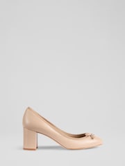 LK Bennett Natural Juliette Fawn Nappa Leather High Heel Grosgrain Ballerina Courts - Image 1 of 4