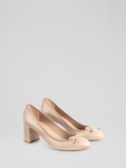 LK Bennett Natural Juliette Fawn Nappa Leather High Heel Grosgrain Ballerina Courts - Image 2 of 4