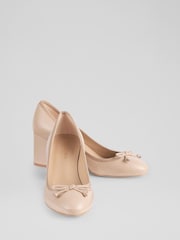 LK Bennett Natural Juliette Fawn Nappa Leather High Heel Grosgrain Ballerina Courts - Image 3 of 4