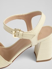 LK Bennett Cream Reeva Buttercream Croc Effect Oloid Buckle Sandals - Image 4 of 4
