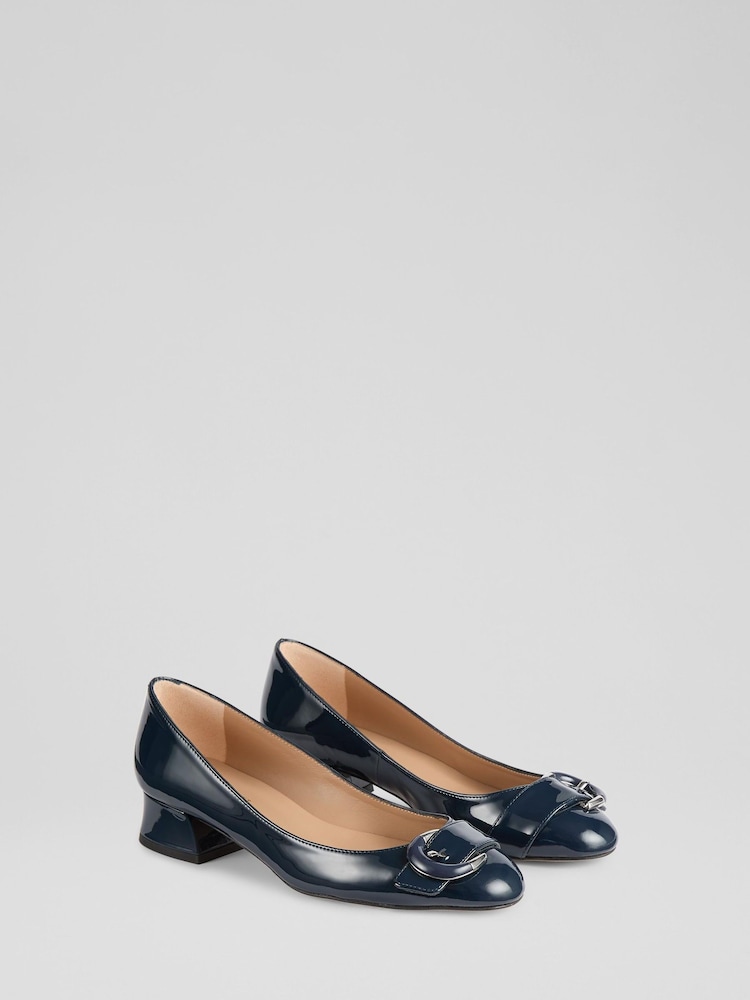 LK Bennett Blue Cici Iris Patent Casual Resin Buckle Courts - Image 2 of 4