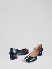 LK Bennett Blue Cici Iris Patent Casual Resin Buckle Courts - Image 3 of 4