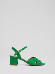LK Bennett Alba Mint Leaf Kid Suede Cross Front Sandals - Slika 1 iz 4
