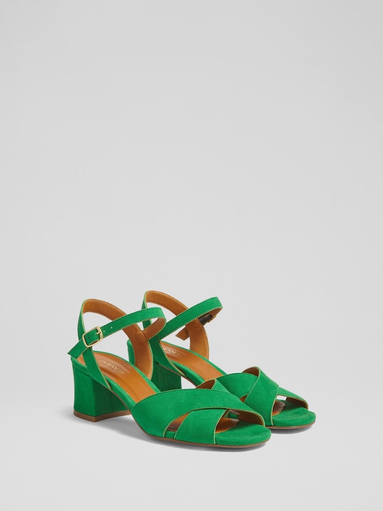 LK Bennett Alba Mint Leaf Kid Suede Cross Front Sandals - Slika 2 iz 4