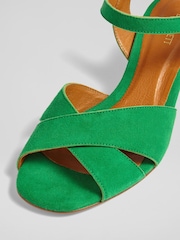 LK Bennett Alba Mint Leaf Kid Suede Cross Front Sandals - Slika 4 iz 4