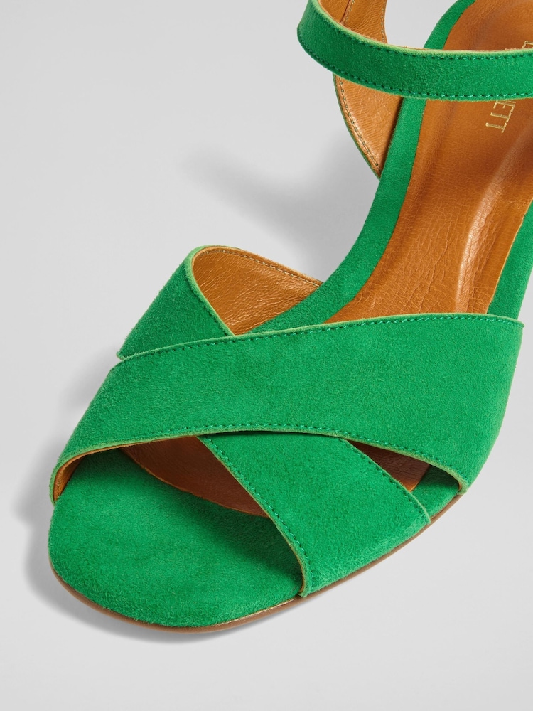 LK Bennett Alba Mint Leaf Kid Suede Cross Front Sandals - Slika 4 iz 4
