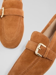 LK Bennett Brown Austin Suede Oloid Buckle Loafers - Image 4 of 4