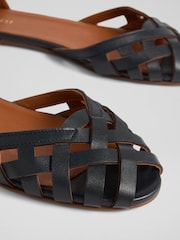 LK Bennett Bianca Marine Nappa Leather Plaited Front Dorsay Shoes - Slika 2 iz 4
