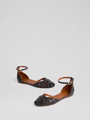 LK Bennett Bianca Marine Nappa Leather Plaited Front Dorsay Shoes - Slika 3 iz 4