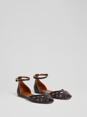 LK Bennett Bianca Marine Nappa Leather Plaited Front Dorsay Shoes - Slika 4 iz 4