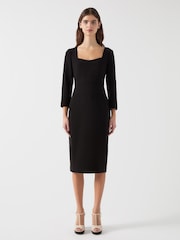 LK Bennett Black Altyn Crepe Shaped Seam Fitted Crepe Dress - Image 1 of 4