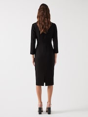 LK Bennett Black Altyn Crepe Shaped Seam Fitted Crepe Dress - Image 2 of 4