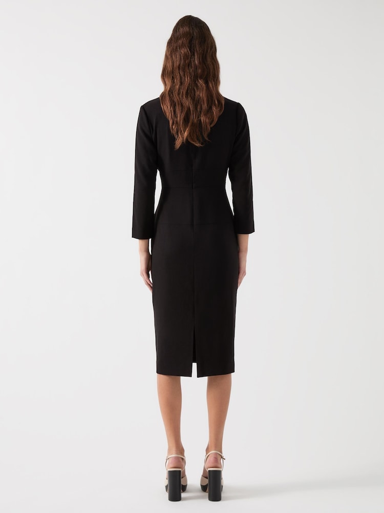 LK Bennett Black Altyn Crepe Shaped Seam Fitted Crepe Dress - Image 2 of 4